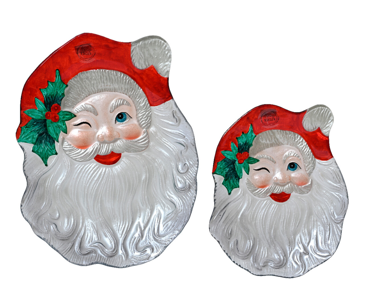 Set 2 platouri Santa, Decoris, 30x23.5x3 cm, sticla, alb/rosu - imagine 3